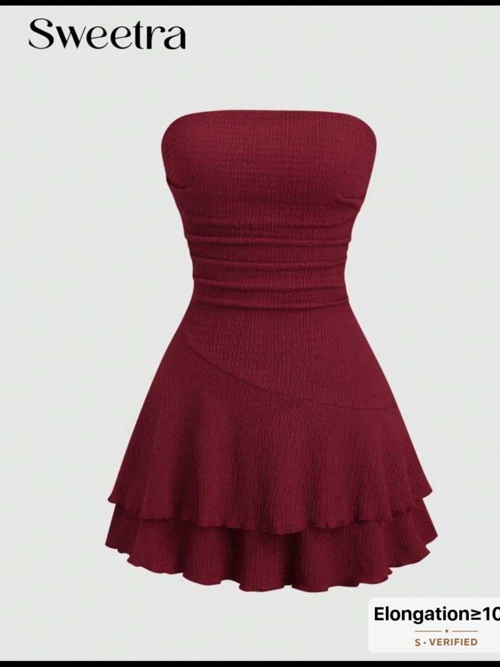 Strapless Burgundy Tiered Mini Dress
